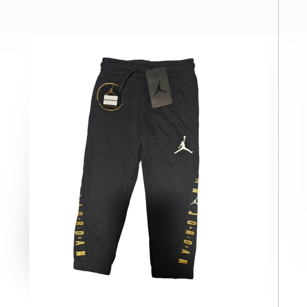JORDAN, Kids Black Joggers with Gold Details